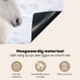 Paard - Kop - Winter - Dieren - Wit Inductie beschemer met haakjes klein -ky-onderkant-nl