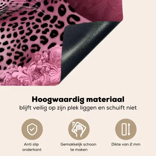 Panter - Luxe - Roze Inductie beschemer met haakjes klein -ky-onderkant-nl