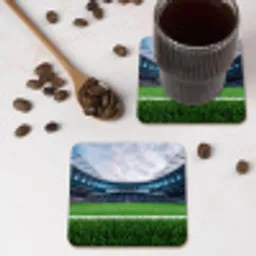 Voetbal - Stadion - Sport - Groen onderzetter kurk middel -sfeer2