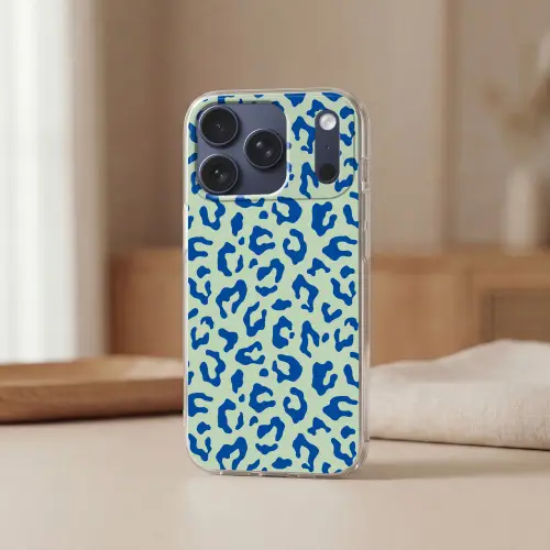 Panterprint - Blauw - Groen - Dierenprint Telefoonhoesje iPhone 17 Pro klein -sfeer2