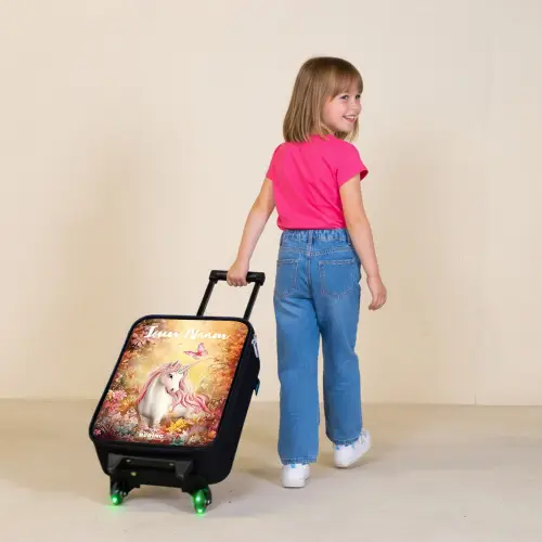 Eenhoorn - Vlinder - Roze - Manen Kinderkoffer - Zwart klein -sfeer1