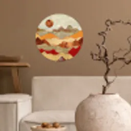 Vintage - Krant - Brons - Abstract - Landschap - Kleuren Wandcirkel behangsticker klein -sfeer1