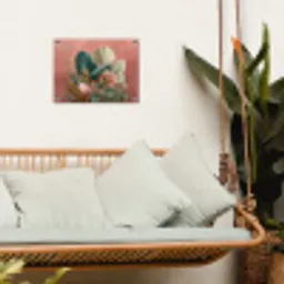 Tropische bladeren - Bloemen - Roze - groen tuinposter los doek klein -sfeer7