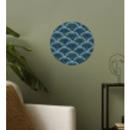 Patroon - Ginkgoblad - Blauw Wandcirkel behangsticker klein 186 -sfeer2