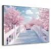 Brug - Kersenbomen - Wit Textielframe zwart klein -3d