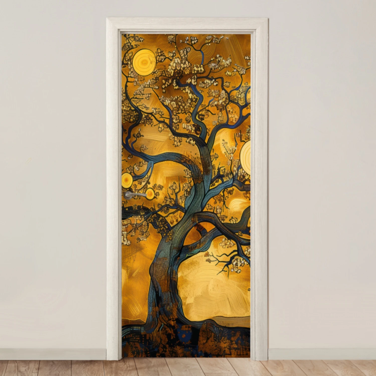 Boom - Levensboom - Abstract - Goud deurposter klein -3d_beige