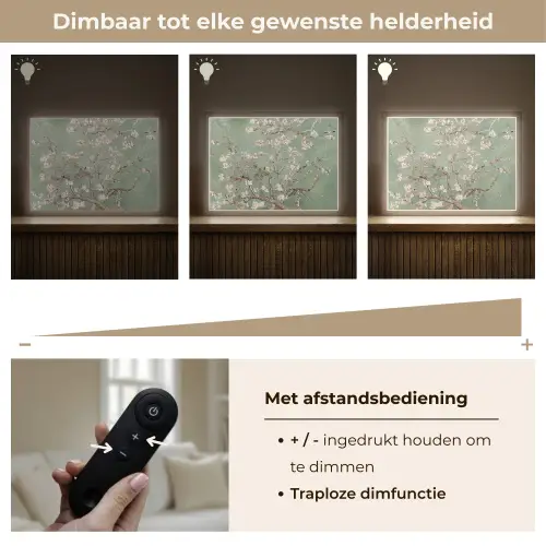 Amandelbloesem - Kunst - Van Gogh - Groen Light Box met batterij (Wandlamp) middel -USP_dimbaarNL