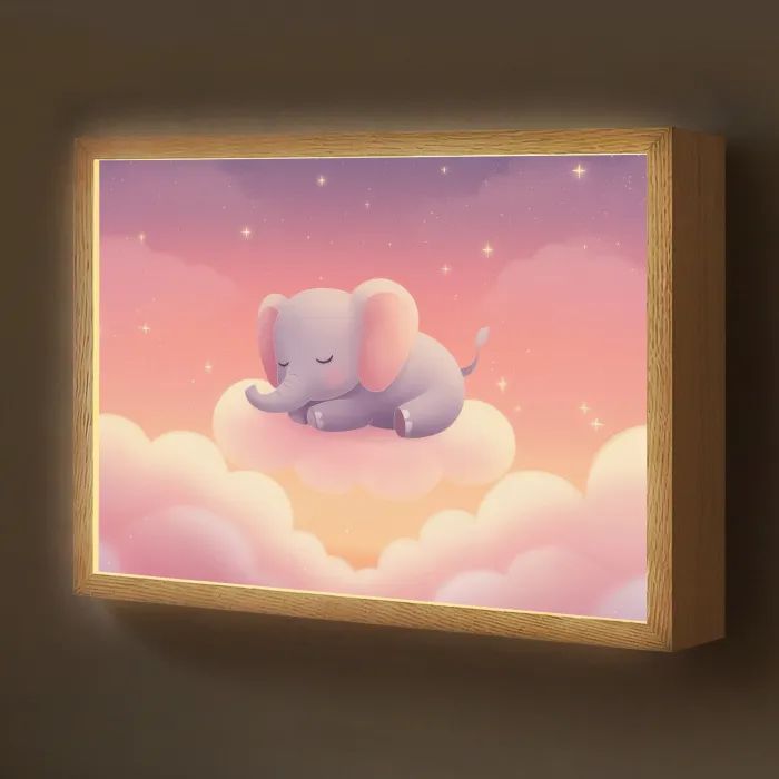 Dier - Roze - Wolken Light Box met batterij (Wandlamp kind) middel -z3d_website