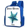 Blauwe Zeester op Witte Achtergrond Kinderrugzak - Blauw middel -schuin