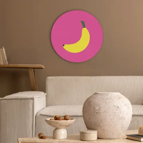 Banaan - Geel - Fruit Akoestische PET Vilt - Rond klein -sfeer1
