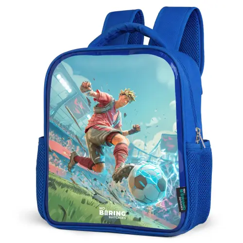 Voetbal - Jongen - Stadion - Elektrisch Kinderrugzak - Blauw middel -schuin