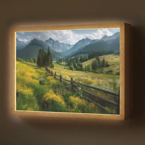 Veld - Hek - Bergen - Bloemen Light Box met batterij (Wandlamp) middel -z3d_website