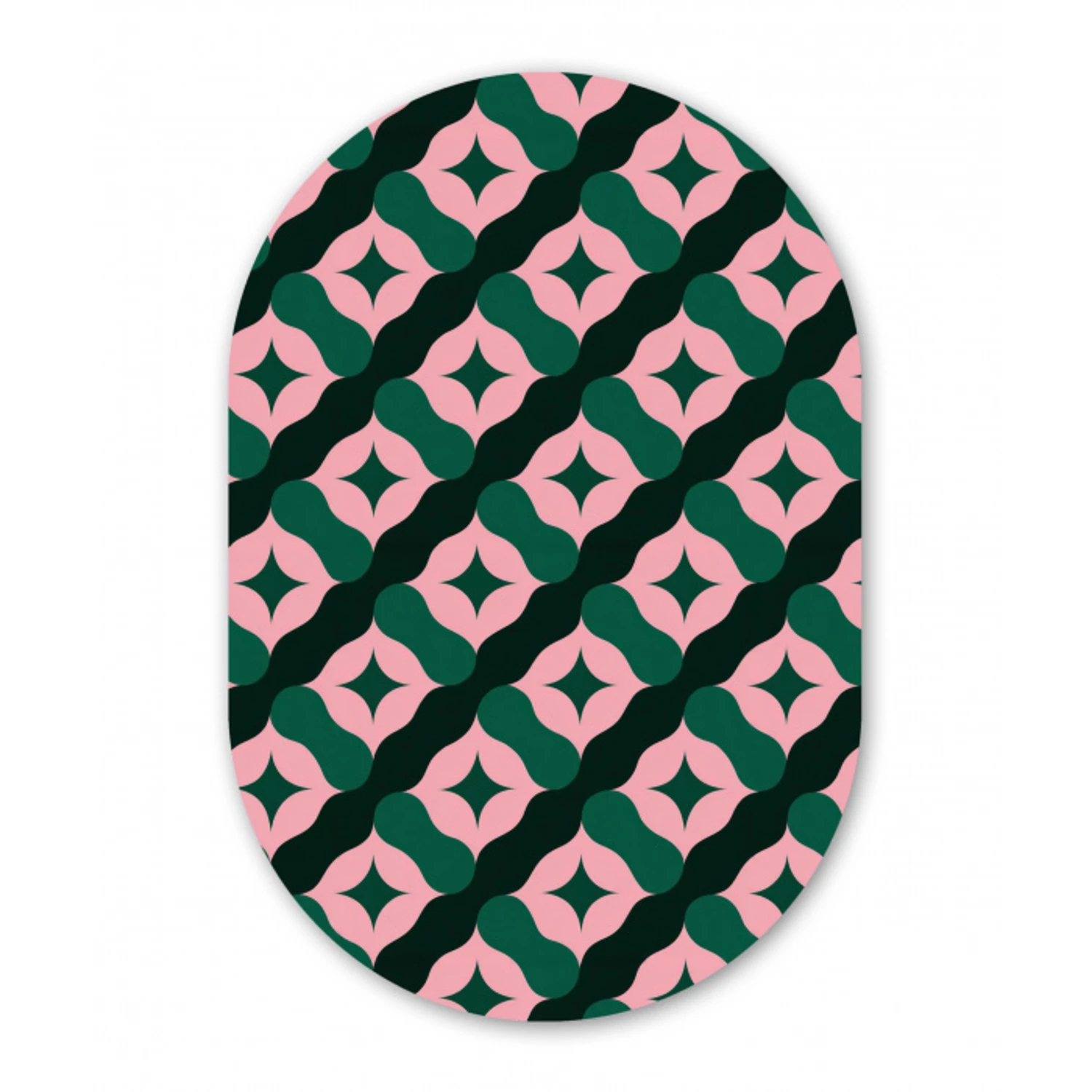 Groen - Roze - Retro - Sterren Wandcirkel Ovaal Aluminium middel 839 -3d