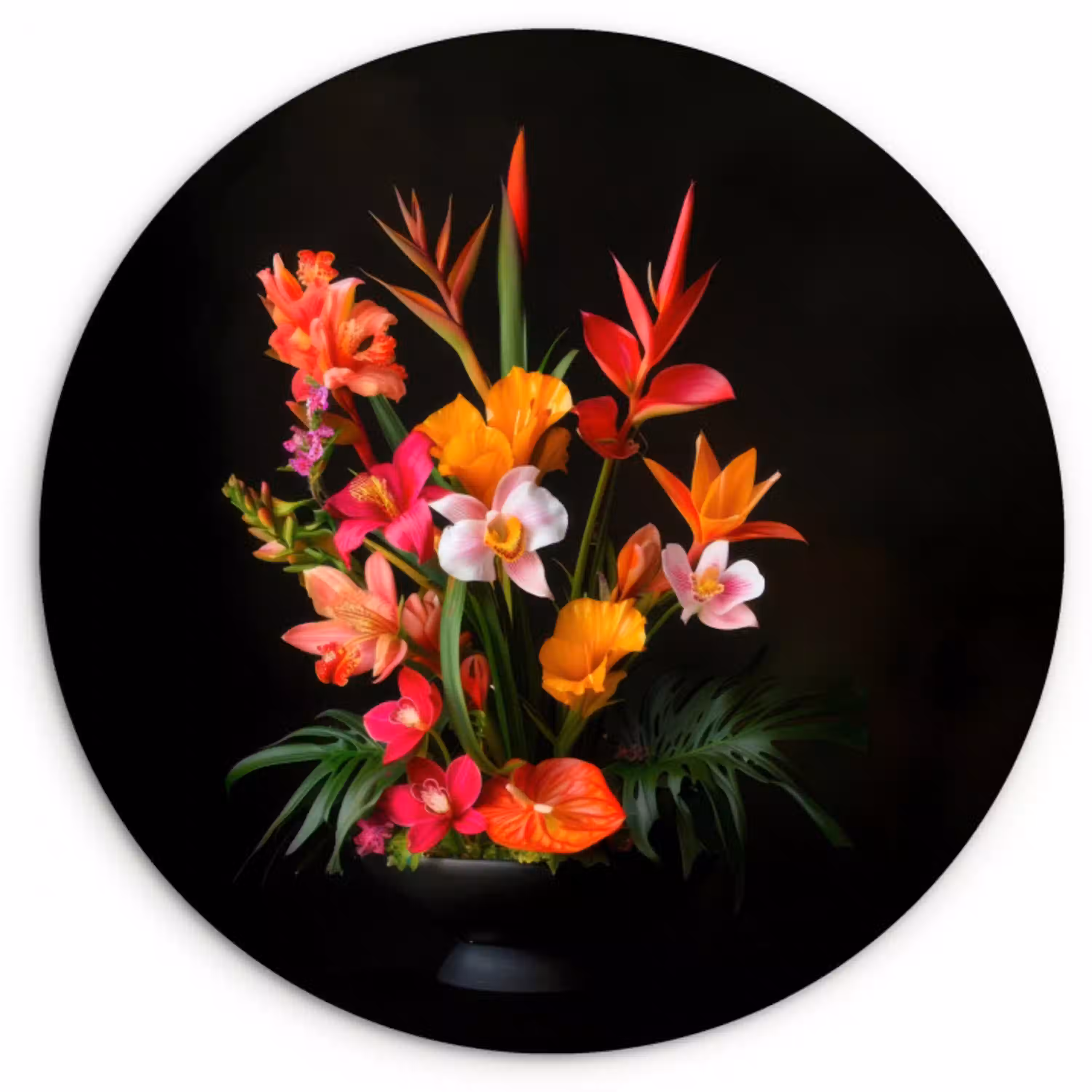 Boeket - Bloemen - Exotisch Wandcirkel plexiglas klein -3d