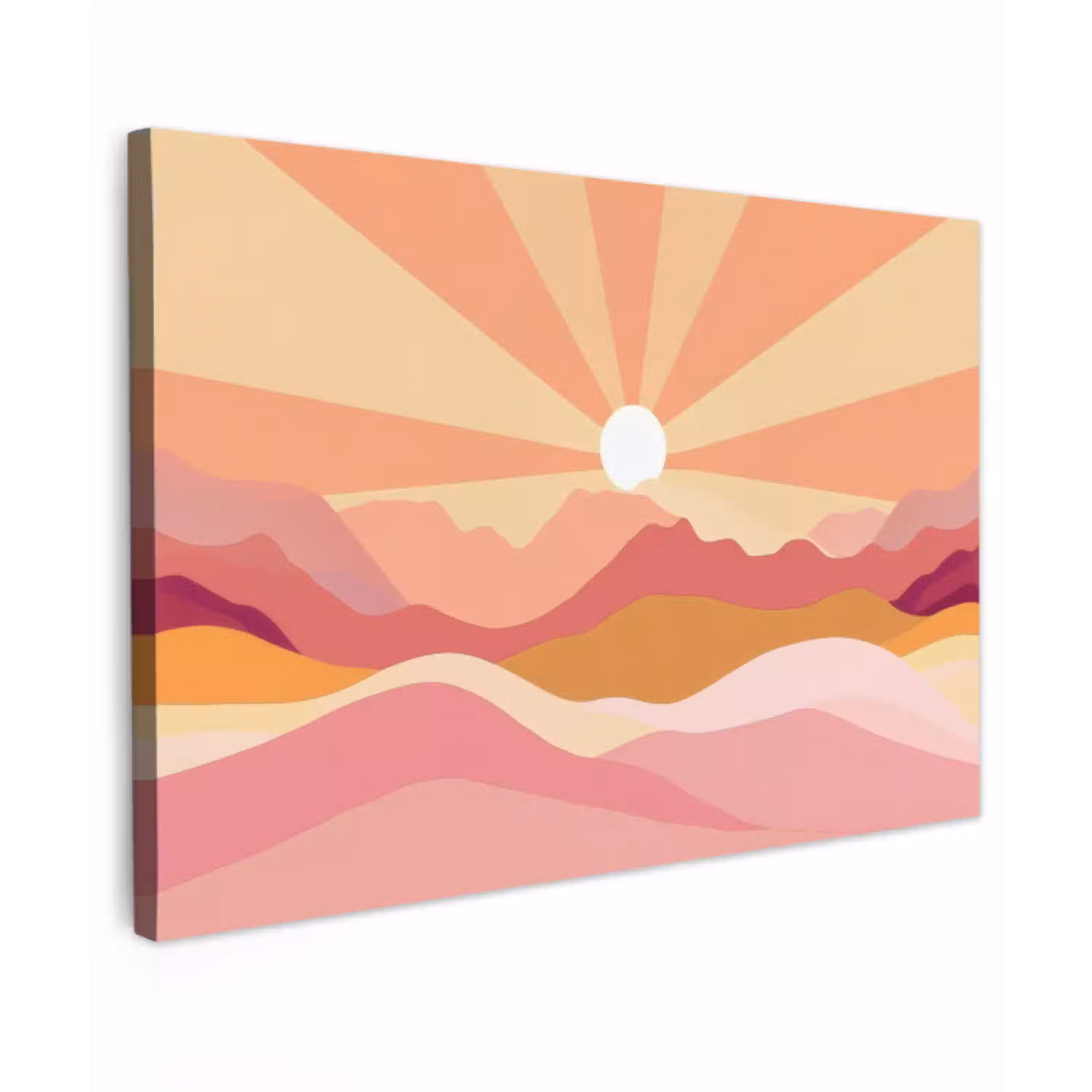 Bergen - Abstract - Zonnestralen - Roze canvas 2cm klein -z3d