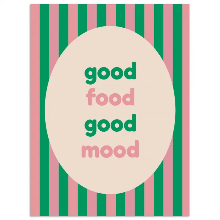 Gestreept - Quote - Ovaal - Roze poster papier klein -3d