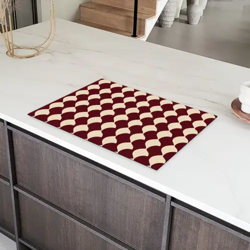 Rood - Tegelpatroon - Crème Inductie beschermer vinyl 3mm klein 276 -sfeer8
