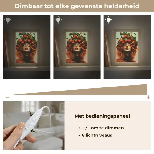 Vrouw - Aardbeien - Kroon Light Box met kabel (Tafellamp) klein -USP_dimbaarNL
