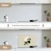 Cameliabloem - Wit - Groen keuken achterwand spatscherm klein -voor_na_NL