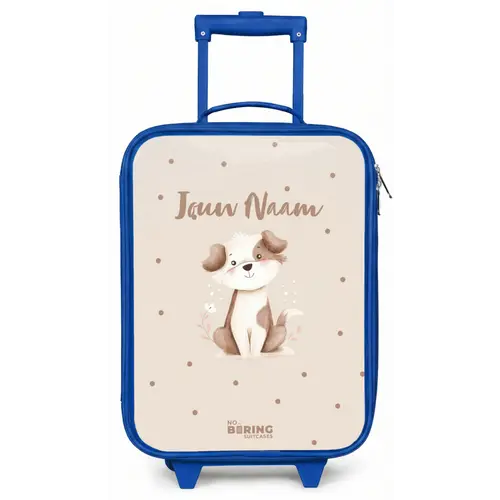 Honden pup omringd door bruine stippen Kinderkoffer - Blauw klein -zz3dotto
