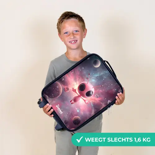 Roze Alien in Sterrennevel Kinderkoffer - Zwart klein -sfeer4_NL