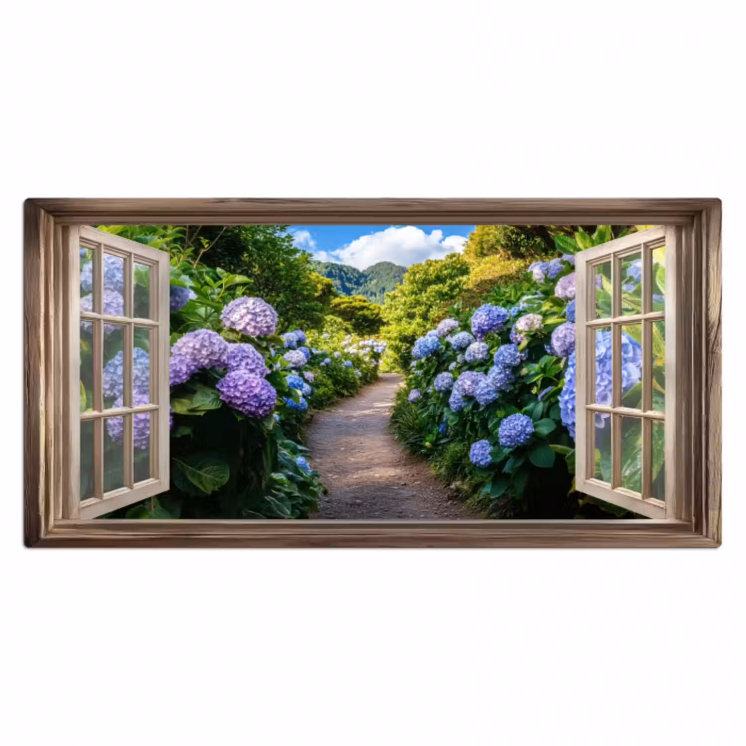 Schreibtischunterlage - Durchblick - Hortensie - Weg - Natur