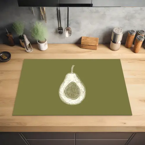 Avocado - Minimalistisch - Illustratie - Groen Inductie beschermer vinyl 3mm klein -sfeer5
