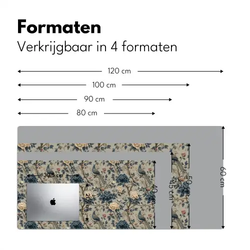Pauw - Bloemen - Blauw Muismat XXL klein 681 -sfeer5