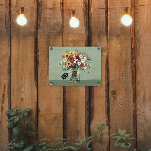 Bloemen - Vaas - Kaartje tuinposter los doek klein -sfeer1