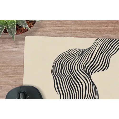 Golvend - Lijnen - Abstract - Silhouet muismat rubber klein -closeup