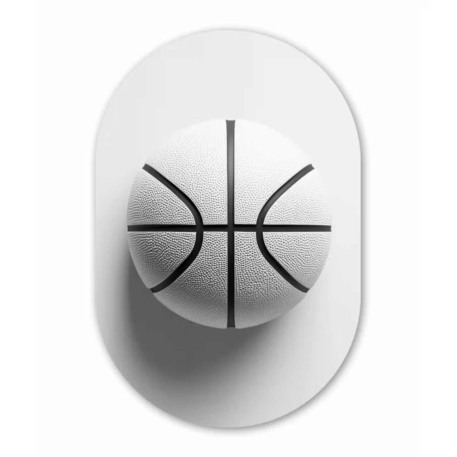 Glasbild Oval - Basketball - Weiß - Schatten - Linien