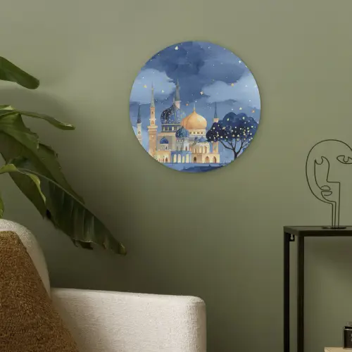 Sterrenhemel - Goud - Moskee Akoestische PET Vilt - Rond klein -sfeer2