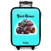 Monstertruck op Lichtblauwe Achtergrond Kinderkoffer - Zwart klein -zzz_website3d
