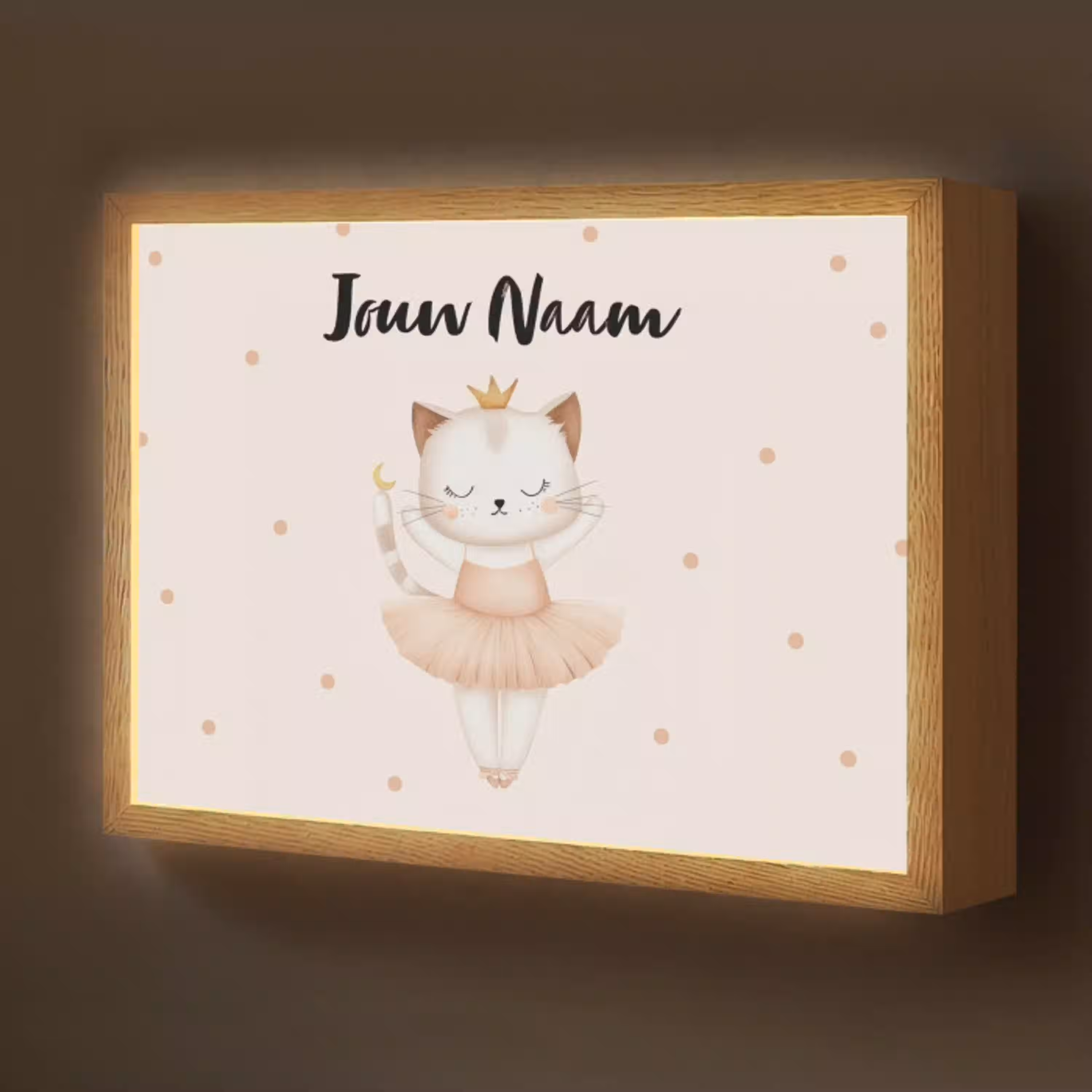 Kat - Tutu - Kroontje - Stippen Light Box met batterij (Wandlamp kind) middel -z3d_website