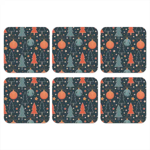 Illustratie - Kerst - Symbolen - Blauw onderzetter kurk middel 366 -3d