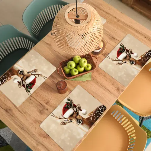 Kerst - Hert - Gewei - Rood Placemat vinyl groot -zzsfeer5_Kitchenyeah-website