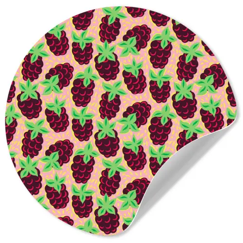 Frambozen - Rood - Roze - Patroon Wandcirkel behangsticker klein 186 -3d