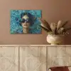 Vrouw - Bloemen - Vlinders - Blauw - Abstract PET vilt klein -sfeer4