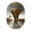 Olifant - Weg - Dieren - Zonsondergang - Landschap Wandcirkel Ovaal Forex klein -3d