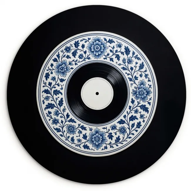 Vinyl - LP - Delfts Blauw - Muziek Wandcirkel plexiglas klein -3d