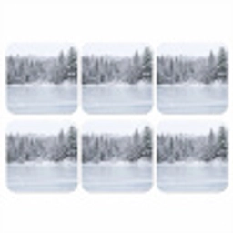 Meer - Dennen - IJs - Winter - Rustgevend onderzetter kurk middel -3d