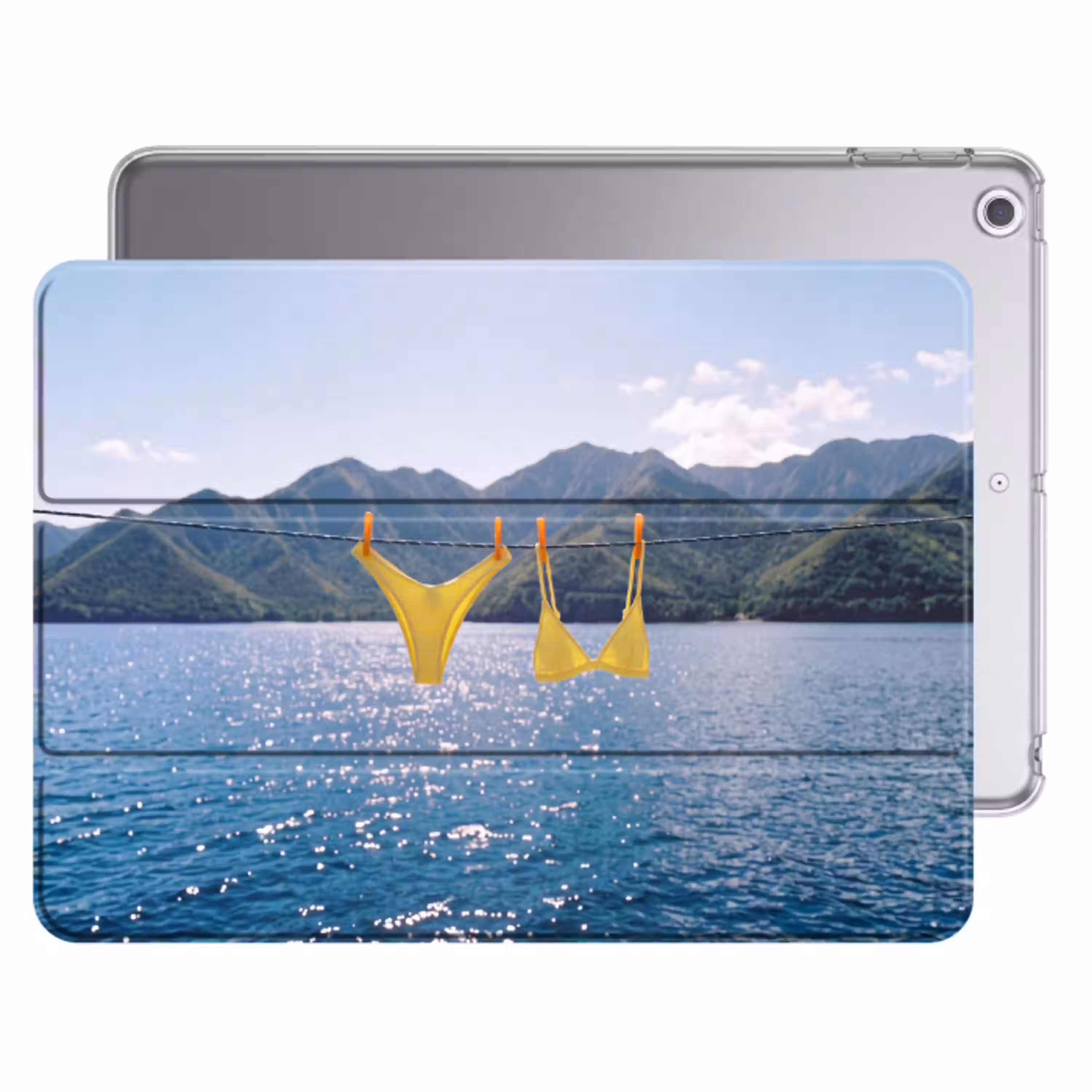Badmode - Bikini - Zee - Bergen - Geel Apple iPad 2017 middel -threedimensional_3d_global
