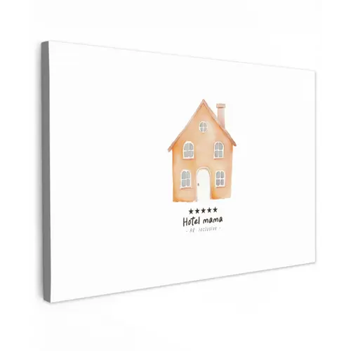 Oranje - Huisje - Quote - Hotel canvas 2cm klein -z3d