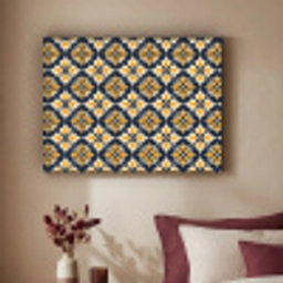Patroon - Siertegel - Kleurrijk Textielframe zwart klein 947 -sfeer1