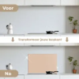 Beige - Kleuren - Effen keuken achterwand spatscherm klein 900 -voor_na_NL