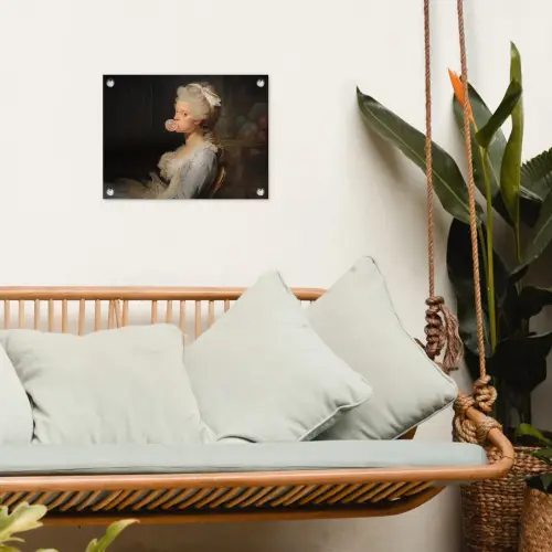 Vrouw - Barokjurk - Kauwgom tuinposter los doek klein -sfeer7