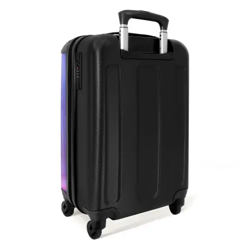 Roze monster op een pastel achtergrond NBS - Handbagage koffer - Kinderen Unisex middel -achterkant