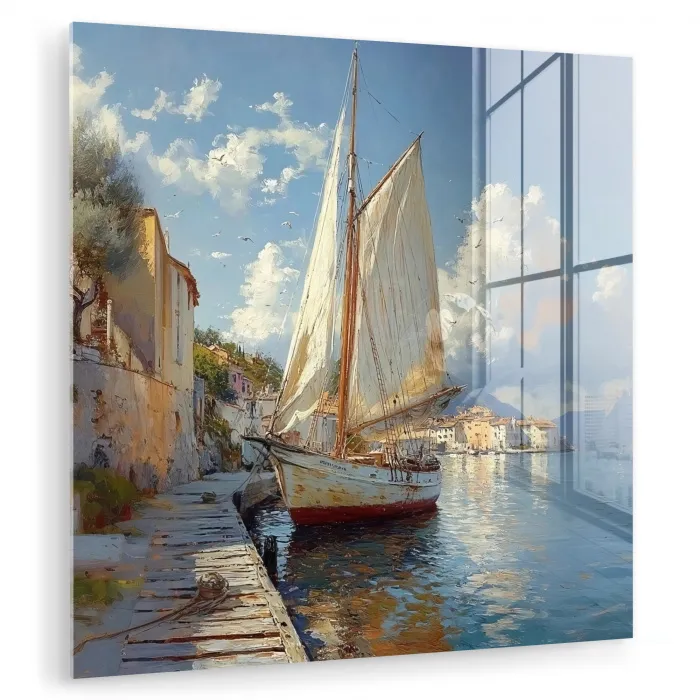 Zeilschip - Huizen - Kade - Zee plexiglas 5mm klein -zzzproduct_nieuw