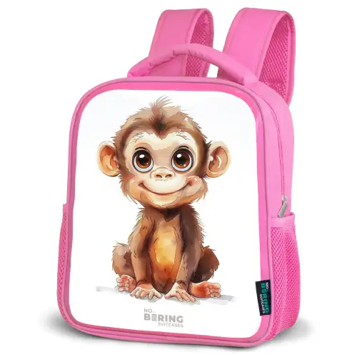 Baby aap Kinderrugzak - Roze middel -schuin