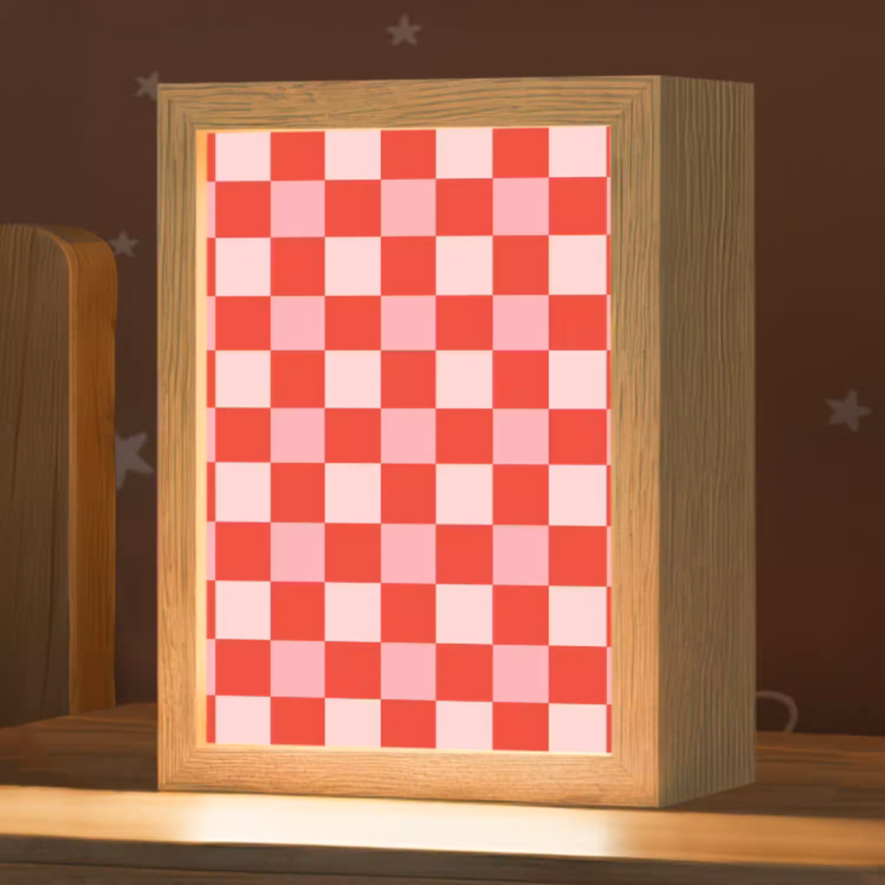 Vierkant - Klassiek - Rood Light Box met kabel (Kinderlampje) klein 904 -zzz_3d_website